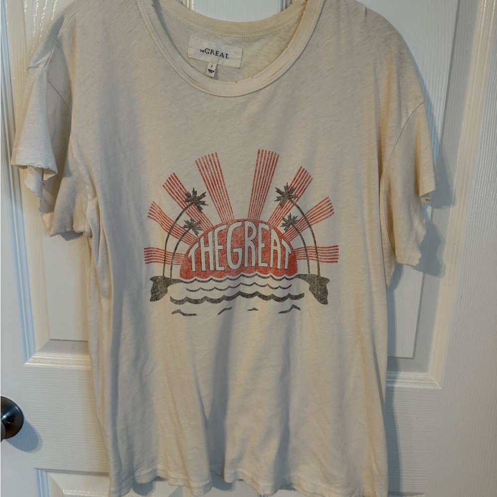 THE GREAT. Cream T-Shirt